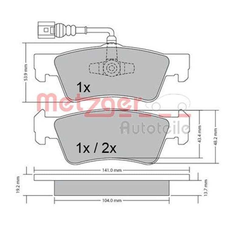 Metzger Bremsbel?ge hinten VW Multivan Transporter T5 von METZGER