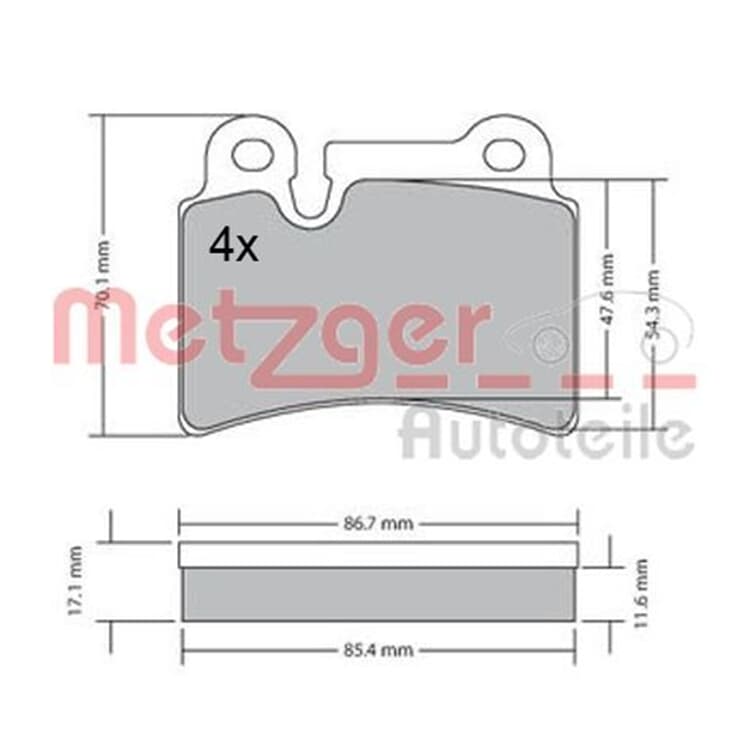 Metzger Bremsbel?ge hinten VW Touareg von METZGER