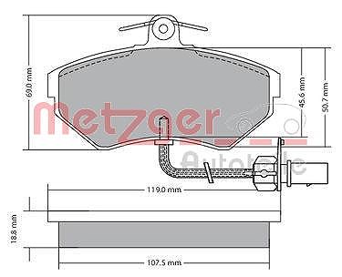 Metzger Bremsbeläge mit VWK vorn (Satz) [Hersteller-Nr. 1170082] für Audi, Seat, VW von METZGER