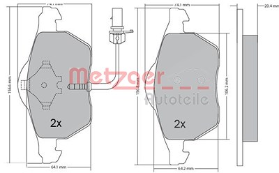 Metzger Bremsbeläge mit VWK vorn (Satz) [Hersteller-Nr. 1170020] für VW, Audi, Skoda, Seat von METZGER