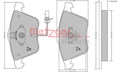 Metzger Bremsbeläge mit VWK vorn (Satz) [Hersteller-Nr. 1170099] für Audi, Seat von METZGER