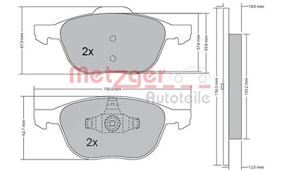 Metzger Bremsbeläge vorne (Satz) [Hersteller-Nr. 1170008] für Ford, Mazda, Volvo von METZGER