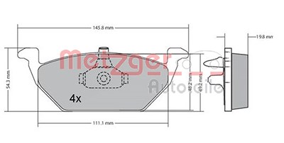 Metzger Bremsbeläge vorne (Satz) [Hersteller-Nr. 1170144] für Audi, Seat, Skoda, VW von METZGER