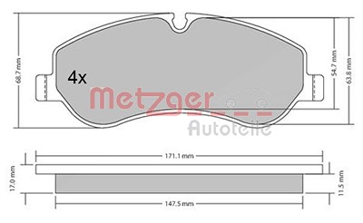 Metzger Bremsbeläge vorne (Satz) [Hersteller-Nr. 1170349] für Ford von METZGER