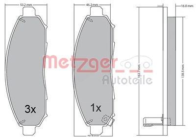 Metzger Bremsbeläge vorne (Satz) [Hersteller-Nr. 1170541] für Nissan von METZGER