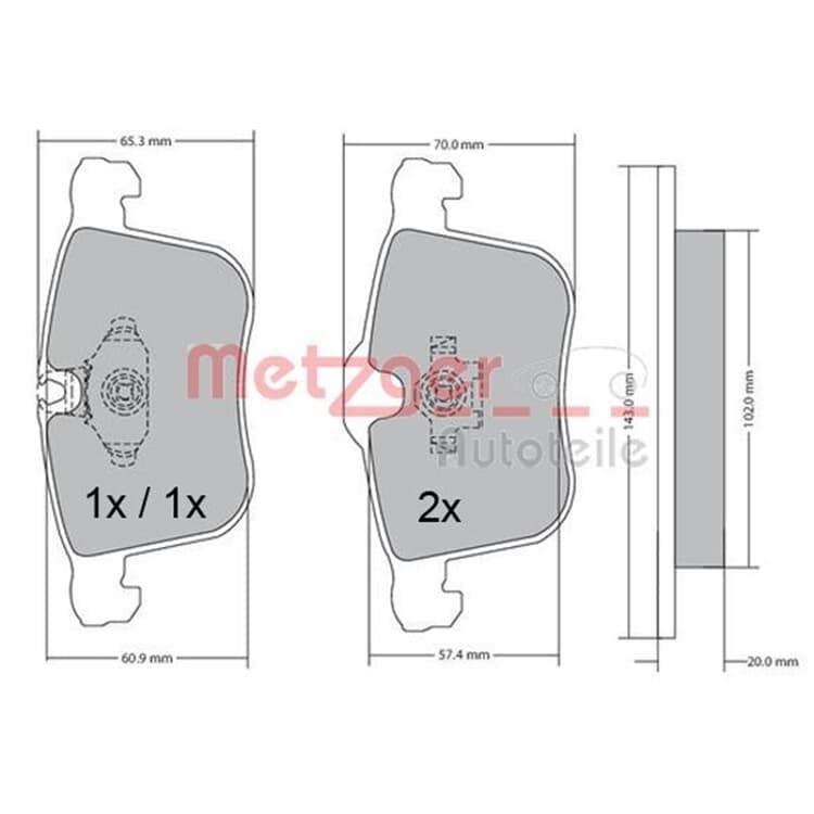 Metzger Bremsbel?ge vorne Cadillac Bls Opel Signum Vectra Saab 9-3 9-3x von METZGER