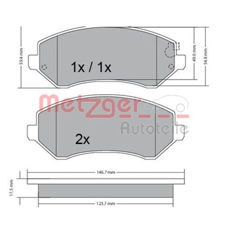 Metzger Bremsbel?ge vorne Chrysler Voyager Caravan Cherokee von METZGER