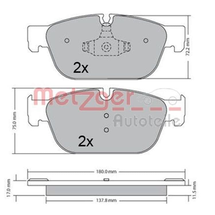 Metzger Bremsbel?ge vorne Citroen C5 C6 Ds4 Ds5 Peugeot 308 407 508 Rcz von METZGER