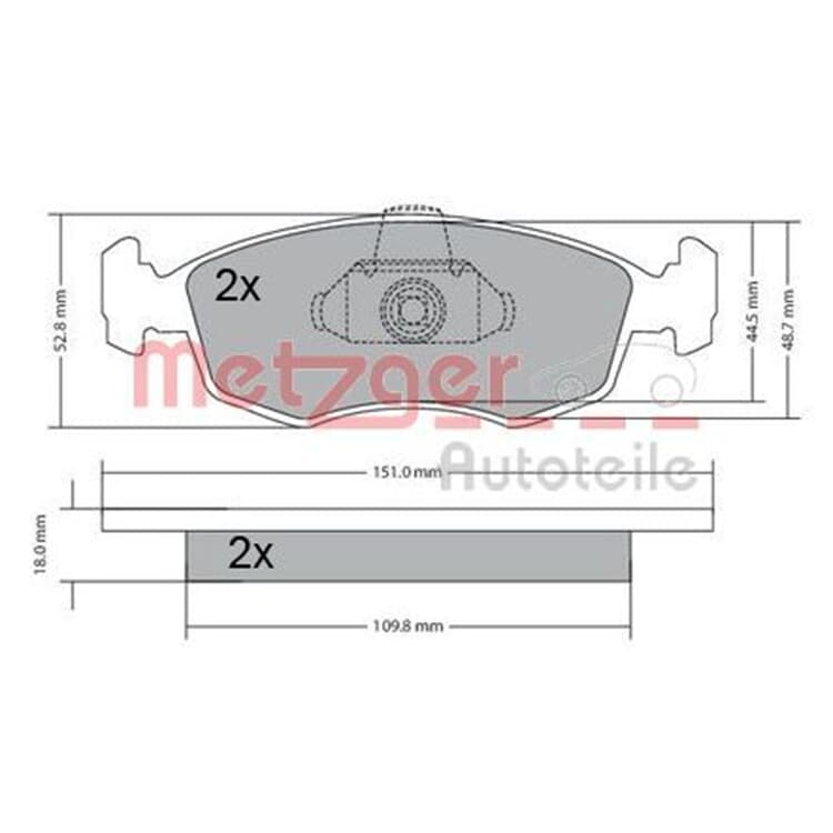 Metzger Bremsbel?ge vorne Dacia Logan Fiat Doblo Largus Renault Logan von METZGER