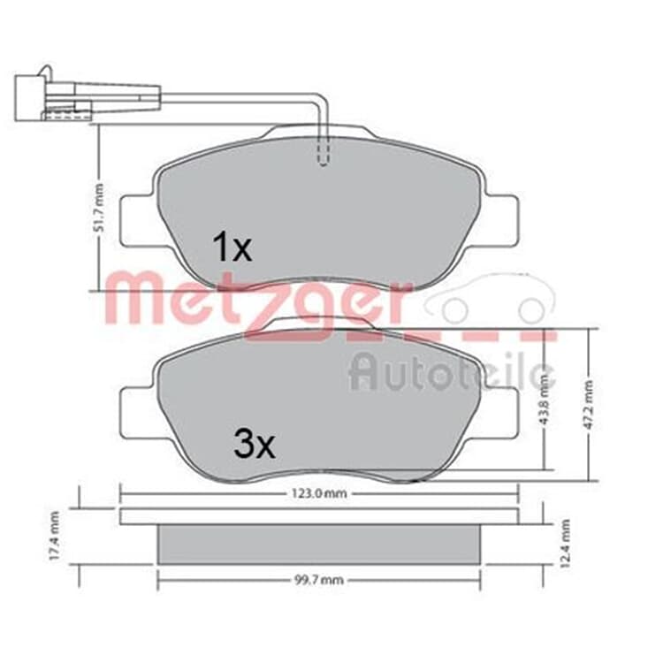 Metzger Bremsbel?ge vorne Fiat 500 Fiorino Panda Qubo Ford Ka von METZGER