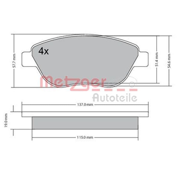 Metzger Bremsbel?ge vorne Fiat 500l Opel Corsa von METZGER