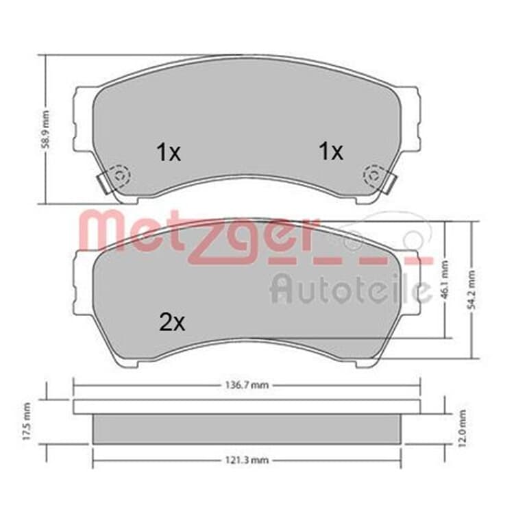 Metzger Bremsbel?ge vorne Mazda 6 von METZGER