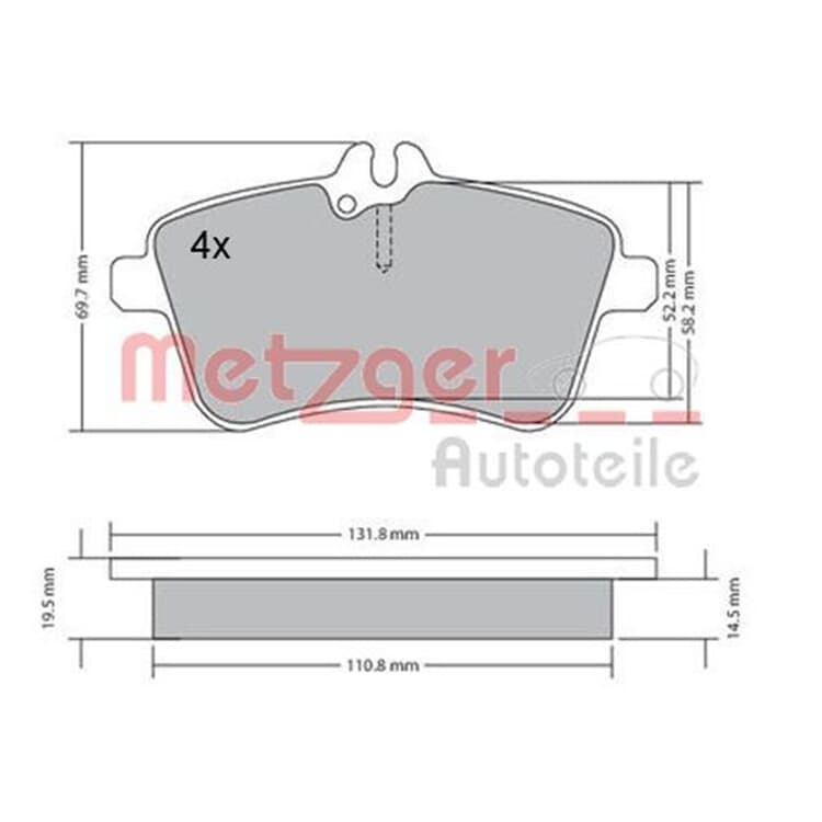 Metzger Bremsbel?ge vorne Mercedes A-Klasse B-Klasse von METZGER