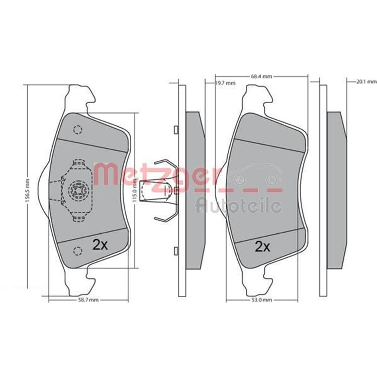 Metzger Bremsbel?ge vorne VW Transporter T4 von METZGER