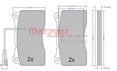 Metzger Bremsbelagsatz, Scheibenbremse [Hersteller-Nr. 1170583] für Alfa Romeo, Lancia, Volvo von METZGER