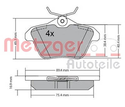 Metzger Bremsbelagsatz, Scheibenbremse [Hersteller-Nr. 1170579] für Alfa Romeo, Lancia von METZGER