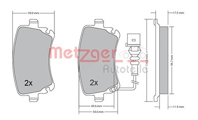 Metzger Bremsbelagsatz, Scheibenbremse [Hersteller-Nr. 1170190] für Audi, VW von METZGER