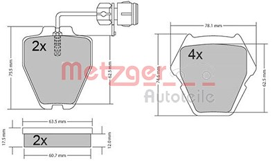 Metzger Bremsbelagsatz, Scheibenbremse [Hersteller-Nr. 1170364] für Audi von METZGER