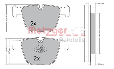 Metzger Bremsbelagsatz, Scheibenbremse [Hersteller-Nr. 1170356] für Bentley, BMW, Rolls-royce von METZGER