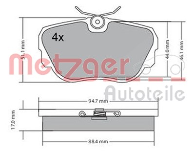 Metzger Bremsbelagsatz, Scheibenbremse [Hersteller-Nr. 1170316] für BMW von METZGER