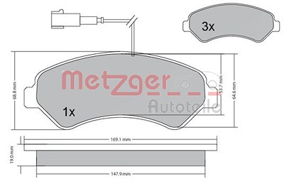 Metzger Bremsbelagsatz, Scheibenbremse [Hersteller-Nr. 1170248] für Citroën, Fiat, Peugeot von METZGER