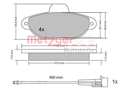 Metzger Bremsbelagsatz, Scheibenbremse [Hersteller-Nr. 1170140] für Fiat, Ford von METZGER