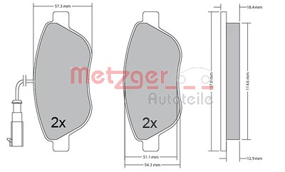 Metzger Bremsbelagsatz, Scheibenbremse [Hersteller-Nr. 1170504] für Abarth, Fiat von METZGER