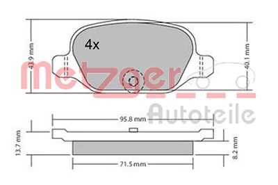 Metzger Bremsbelagsatz, Scheibenbremse [Hersteller-Nr. 1170392] für Abarth, Fiat, Lancia von METZGER