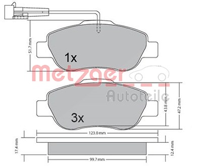 Metzger Bremsbelagsatz, Scheibenbremse [Hersteller-Nr. 1170382] für Fiat, Ford von METZGER