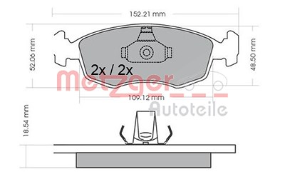 Metzger Bremsbelagsatz, Scheibenbremse [Hersteller-Nr. 1170308] für Fiat von METZGER