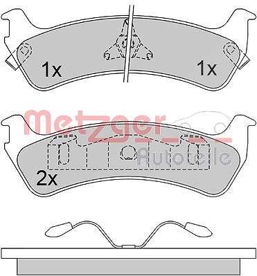 Metzger Bremsbelagsatz, Scheibenbremse [Hersteller-Nr. 1170434] für Ford Usa von METZGER