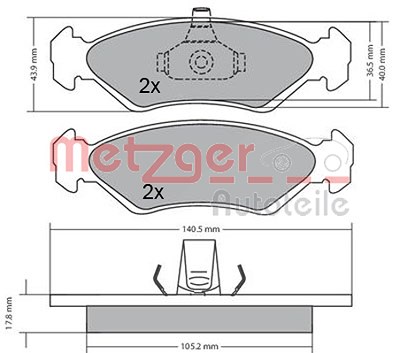 Metzger Bremsbelagsatz, Scheibenbremse [Hersteller-Nr. 1170182] für Ford, Mazda von METZGER