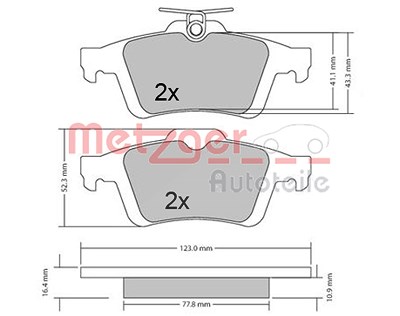 Metzger Bremsbelagsatz, Scheibenbremse [Hersteller-Nr. 1170343] für Cadillac, Ford, Opel, Saab von METZGER