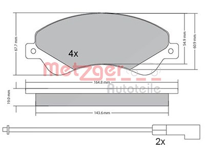 Metzger Bremsbelagsatz, Scheibenbremse [Hersteller-Nr. 1170146] für Ford von METZGER