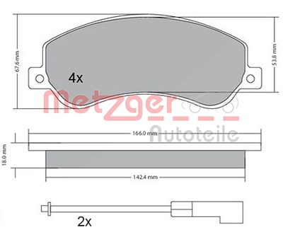 Metzger Bremsbelagsatz, Scheibenbremse [Hersteller-Nr. 1170290] für VW, Ford von METZGER