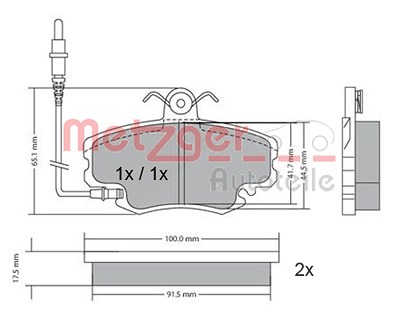 Metzger Bremsbelagsatz, Scheibenbremse [Hersteller-Nr. 1170009] für Alpine, Dacia, Lada, Peugeot, Renault von METZGER