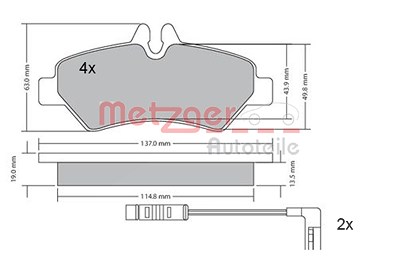 Metzger Bremsbelagsatz, Scheibenbremse [Hersteller-Nr. 1170037] für Mercedes-Benz, VW von METZGER