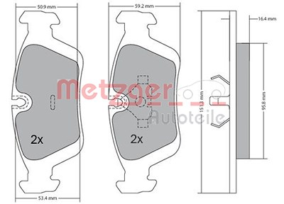 Metzger Bremsbelagsatz, Scheibenbremse [Hersteller-Nr. 1170043] für BMW von METZGER