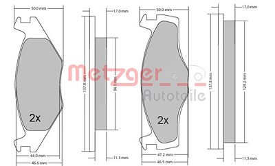 Metzger Bremsbelagsatz, Scheibenbremse [Hersteller-Nr. 1170103] für Seat, VW von METZGER