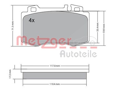 Metzger Bremsbelagsatz, Scheibenbremse [Hersteller-Nr. 1170137] für Mercedes-Benz von METZGER