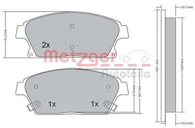 Metzger Bremsbelagsatz, Scheibenbremse [Hersteller-Nr. 1170292] für Cadillac, Chevrolet, Opel, Vauxhall von METZGER