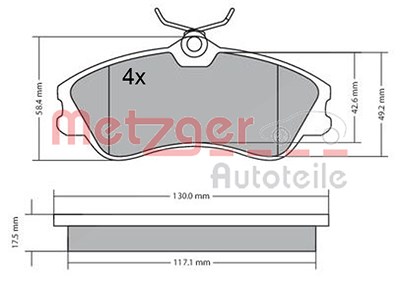 Metzger Bremsbelagsatz, Scheibenbremse [Hersteller-Nr. 1170377] für Citroën, Peugeot von METZGER