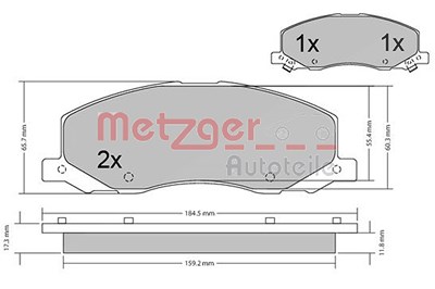 Metzger Bremsbelagsatz, Scheibenbremse [Hersteller-Nr. 1170468] für Opel, Saab von METZGER