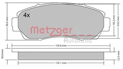 Metzger Bremsbelagsatz, Scheibenbremse [Hersteller-Nr. 1170482] für Honda von METZGER