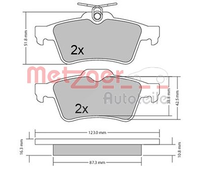 Metzger Bremsbelagsatz, Scheibenbremse [Hersteller-Nr. 1170503] für Peugeot von METZGER