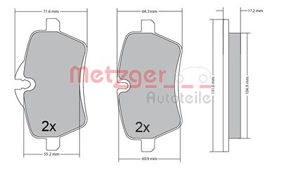 Metzger Bremsbelagsatz, Scheibenbremse [Hersteller-Nr. 1170561] für Mini von METZGER