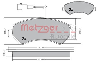 Metzger Bremsbelagsatz, Scheibenbremse [Hersteller-Nr. 1170591] für Citroën, Fiat, Peugeot von METZGER