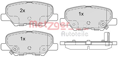 Metzger Bremsbelagsatz, Scheibenbremse [Hersteller-Nr. 1170790] für Citroën, Mazda, Mitsubishi, Peugeot von METZGER