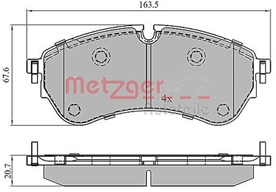 Metzger Bremsbelagsatz, Scheibenbremse [Hersteller-Nr. 1170906] für Man, VW von METZGER