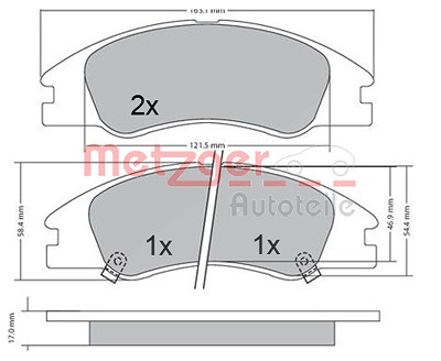 Metzger Bremsbelagsatz, Scheibenbremse [Hersteller-Nr. 1170540] für Kia von METZGER